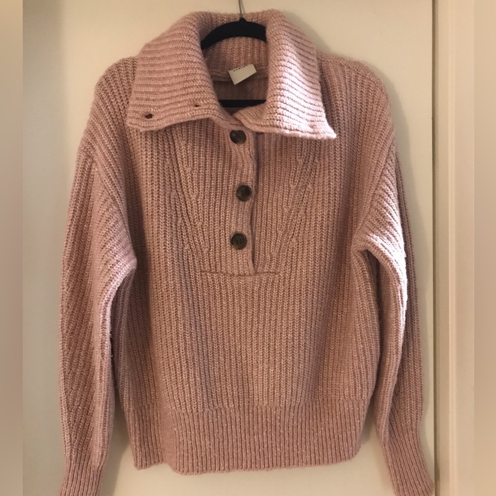 VARLEY Sweater Pink Peverel/Ribbed-Knit Button SZ M - Picture 7 of 12